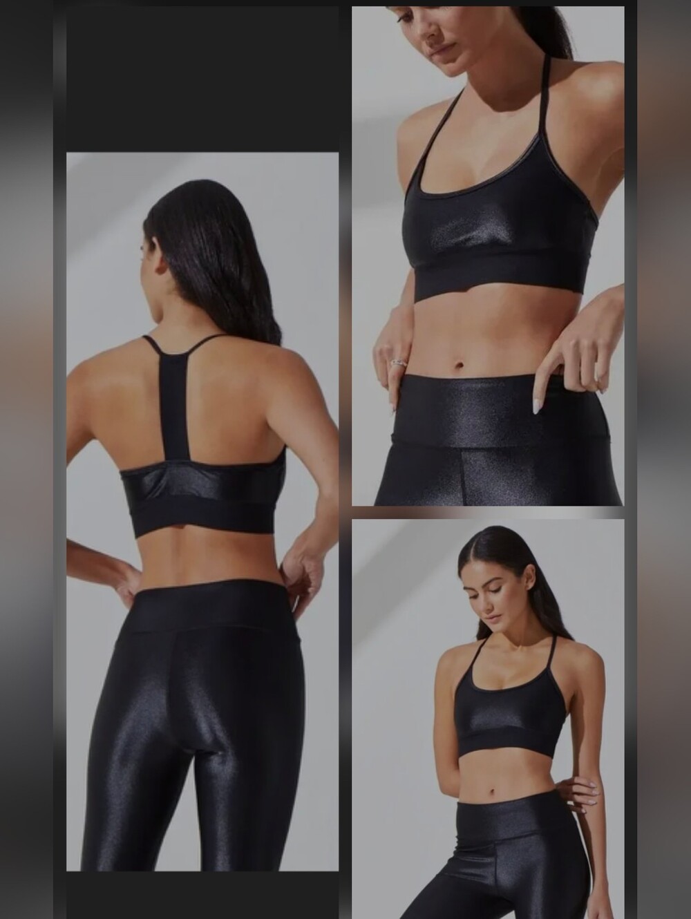 Noli Yoga Studio Bra shiney Liquid Black  compression sports bra Size Large NEW